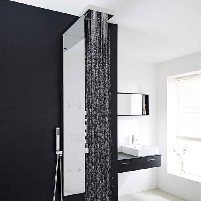 Pannello Doccia Termostatico Idromassaggio Completo di Soffione a Pioggia e Cascata