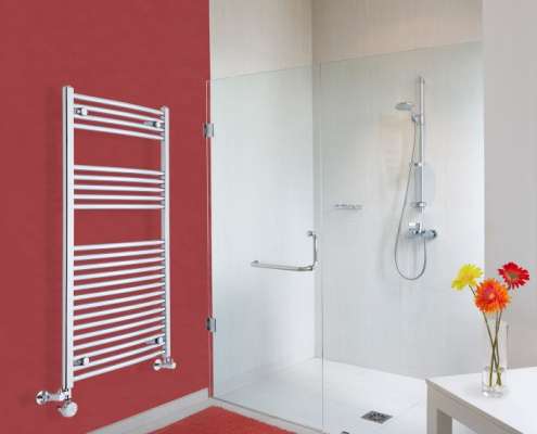 Scaldasalviette misto curvo e cromato di dimensioni: 1200 x 600 x 50mm e 511W